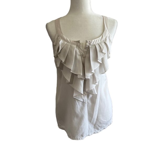 Express Ruffle-Front Button Tank - Picture 2 of 7